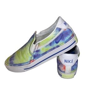 Women Nike Court Legacy SLP PT Slip On Tie Dye Shoes Purple White Green Size 7.5